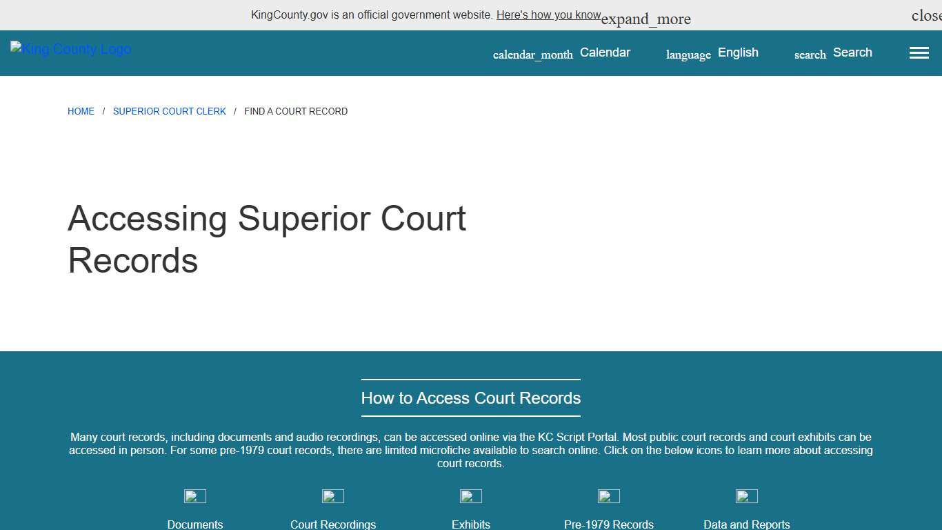 Accessing Superior Court Records - King County, Washington