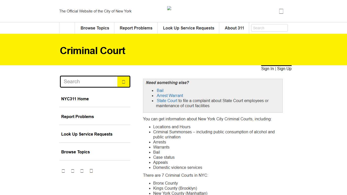 Criminal Court · NYC311